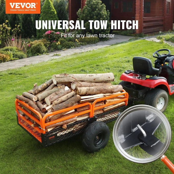 Stalen kipperaanhanger van 1500 lbs, inhoud 15 kubieke voet, afneembare zijwanden, te trekken achter maaiers/tractoren/quads, DOBA-DT1500