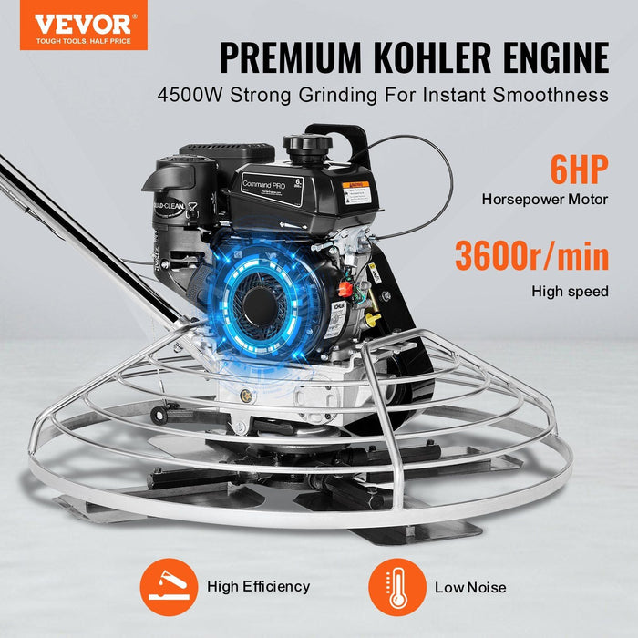 38" Walk-Behind Power Trowel, 6HP Gas-Powered Cement Finishing Machine with Float Pan Blade, DOBA-PT38