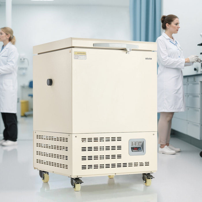 58L Ultra Low Temperature Freezer, −40°F to −123°F Adjustable Range, 304 Stainless Steel Liner, Digital Display with Rollers, DOBA-LF58