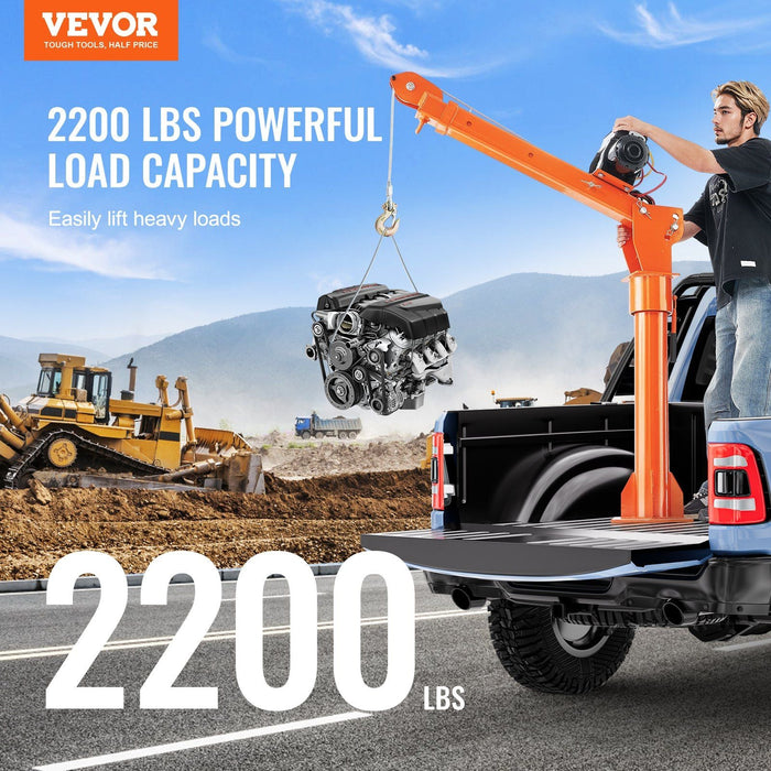 2200 lbs Electric Pickup Truck Crane, 360° Swivel Hoist Lift, Heavy-Duty Truck-Mounted Lifting Arm, DOBA-CH2200