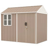 Metalen tuinschuur van 2,4 x 1,8 meter, extra groot, met deuren, raam en ventilatieopeningen, bruin, DOBA-MS86