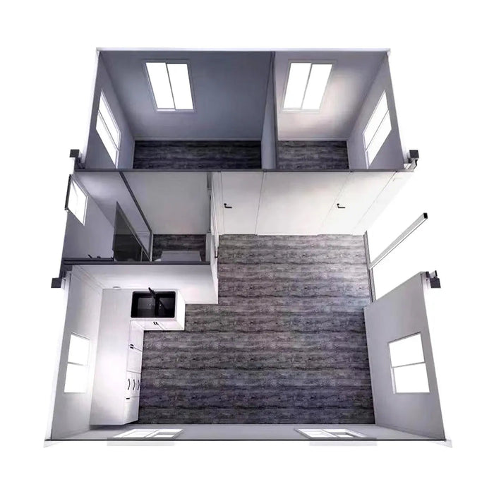 TMG Industrial 20’ Expandable Container Home, 2 Bedrooms, Living Room, Kitchen, Bathroom, 3” EPS Sandwich Panels, Plumbing Ready, TMG-SCE25