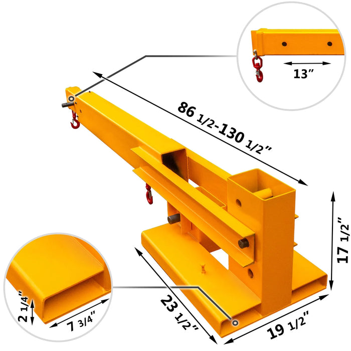 6000 lbs (3T) Forklift Mobile Crane, Truss Jib Boom with 2 Hooks, Heavy-Duty Forklift Lifting & Towing Attachment, DOBA-FC6000